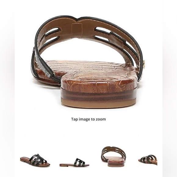 Sam Edelman Black Textured Leather Slip-On Sandals - Picture 8 of 16